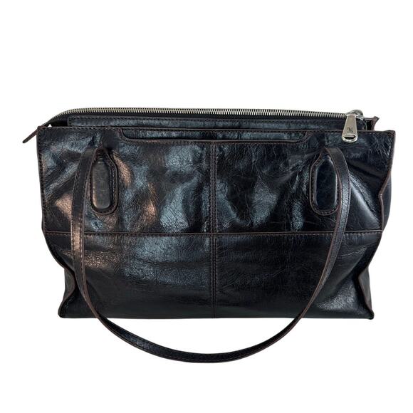 Hobo International Friar Black Distressed Leather Shoulder Bag Purse Boho Bag - Picture 4 of 6